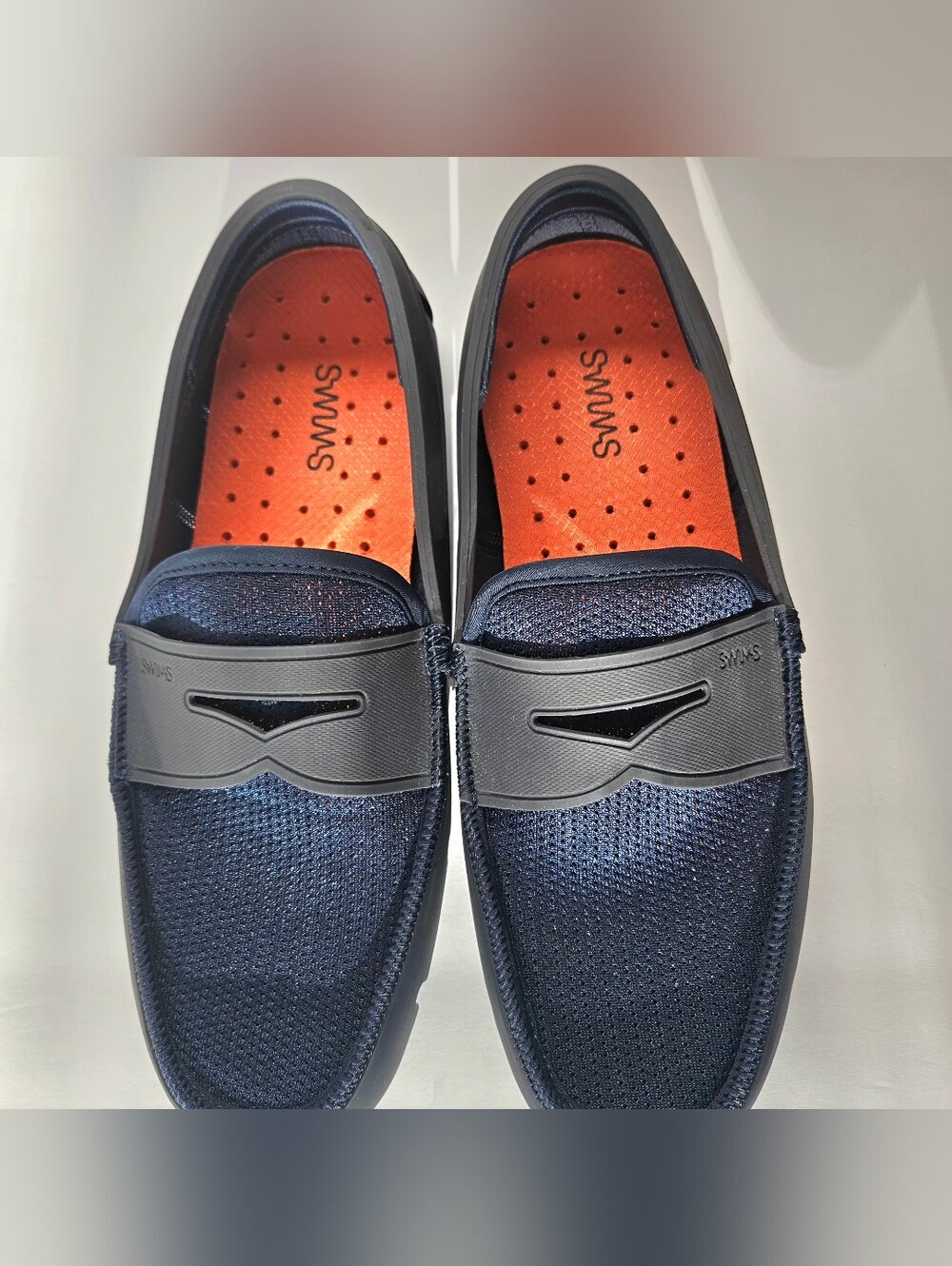 ​SWIMS Men’s Braided Lace Penny Loafers Navy Blue Mesh Waterproof Size 8.5 NWOB